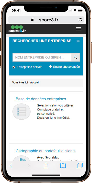 Score3.fr sur mobile